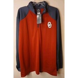 NWT OU Sooner Sz L Knights Apparel Long Sleeve Half Zip Pullover Red and Grey
